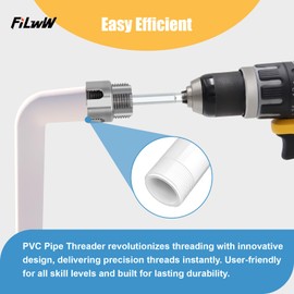 FiLwW Integrated Internal & External Pipe Threading Tool Kit with PTFE Tape, 1/2" & 3/4" Dual-Function Hex-Shank Pipe tThreading Dies with 2 × 6m PTFE Pipe Thread Sealant Tape