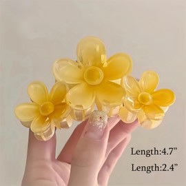 3PCS Pretty Claw Clips for Thick Hair Extra Large Bulk Cute Flower Hair Clamps Claw Aesthetic Banana Clips Hair