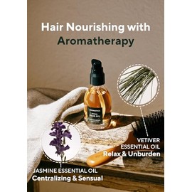 AROMATICA Ritual Aceite para el cabello de jazmín y vetiver (1.6 fl oz) | Adds Shine and Smooths Split Ends, Blow Out Hair Serum for Damaged & Frizzy 