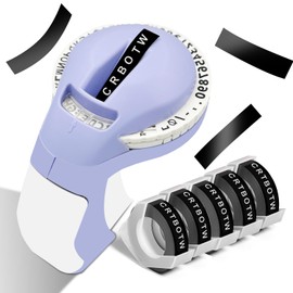 CRTBOTW Retro Embossing Label Maker Machine with Tapes, Old School Embosser Labeler with 5 Rolls 3D Embossing Label Waterproof for Office Home Organization and DIY- Purple