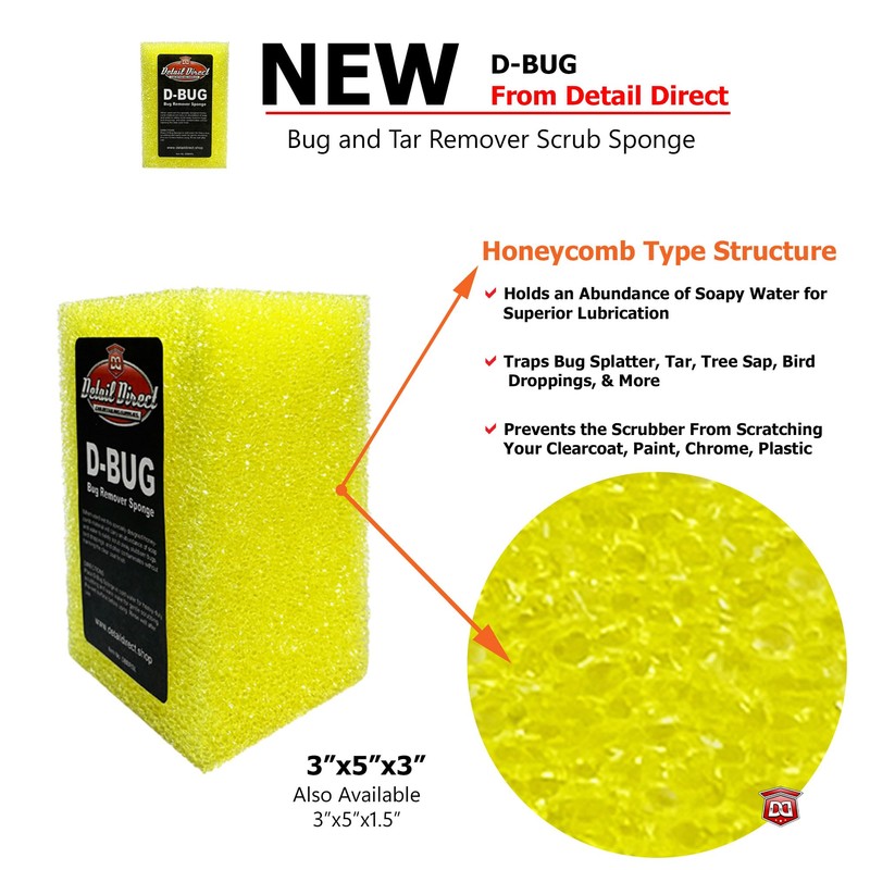 Detail Direct D-Bug Scrubber Sponge for Car Detailing, Yellow (12