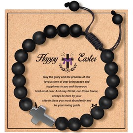 OUXUNX OUXUNX Teen Easter basket stuffers for kids boys teens adults men cross bracelets Christian Cool Easter gifts for teens boys adults teenager teen easter basket stuffers for men