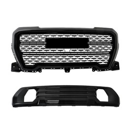 SEBLAFF Mesh Front Lower Bumper Grille Gloss Black Replacement for 2019-2021 Sierra 1500 AT4 Denali