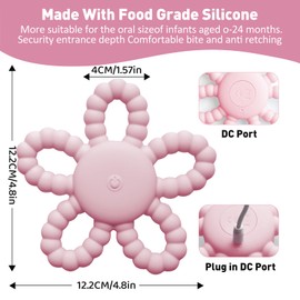 Vibrating Teether for Baby, Silicone Sensory Chew Toys for Autistic Children & Teething Toy for Babies 6-12 8-18 Month, USB Chargeable &3X Vibration Travel Essential Gift for Kid with Autism Toddler