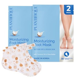 PLANTIFIQUE Korean Foot Mask with Shea Butter 2 Pairs Box for Dry & Cracked Feet | Hydrating Socks for Soft Heels | Intense Moisturizing and Repairing