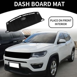 Partuto Dash Cover - Car Center Console Non-Slip Dash Board Mat - for Jeep Compass 2022-2023 Flannel Black - 1Pc