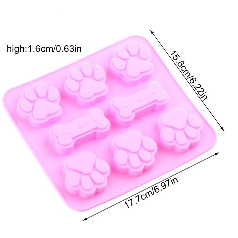 YIMINGMOLD 2pcs Puppy Paw and Bone Silicone Chocolate Molds For