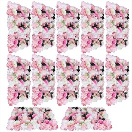 12pcs Artificial Flower Wall 24" x 16" Flowers Wall Decoration Flowers Wall Backdrop Rose Flowers Wall Panel for Home Party Wedding Birthday Christmas Festival Photo Backgdrop Venue Floral Decor