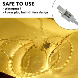 LED Rope Lights Outdoor Waterproof Warm White - SURNIE 50ft Outside Bright Lighting Cuttable Connectable Flexible 110V Plug Thick Cool Clear Flat 3000K - Indoor Deck Patio Christmas Camping Decor