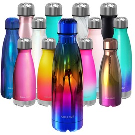 CHILLOUT LIFE Stainless Steel Water Bottle: 17 oz Double Wall Insulated Cola Bottle Shape for Cold and Warm Drinks, BPA Free Metal Sports Bottle