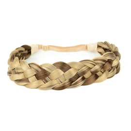 DIGUAN 5 Strands Synthetic Hair Braided Headband Wide Braids Hairpiece Women Girl Beauty accessory, 56g (Highlighted)