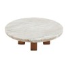 Mud Pie Marble Wood Pedestal Stand, 3 1/4" x 10