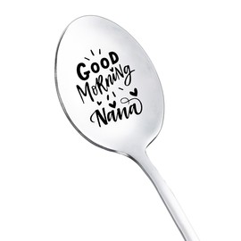 Nana Grandma Christmas Birthday Gifts from Grandkids Good Morning Nana Spoon for Grandma Grandmother Coffee Tea Lover Gifts Spoons for Gigi Nana Mothers Day Gift Engraved Spoon