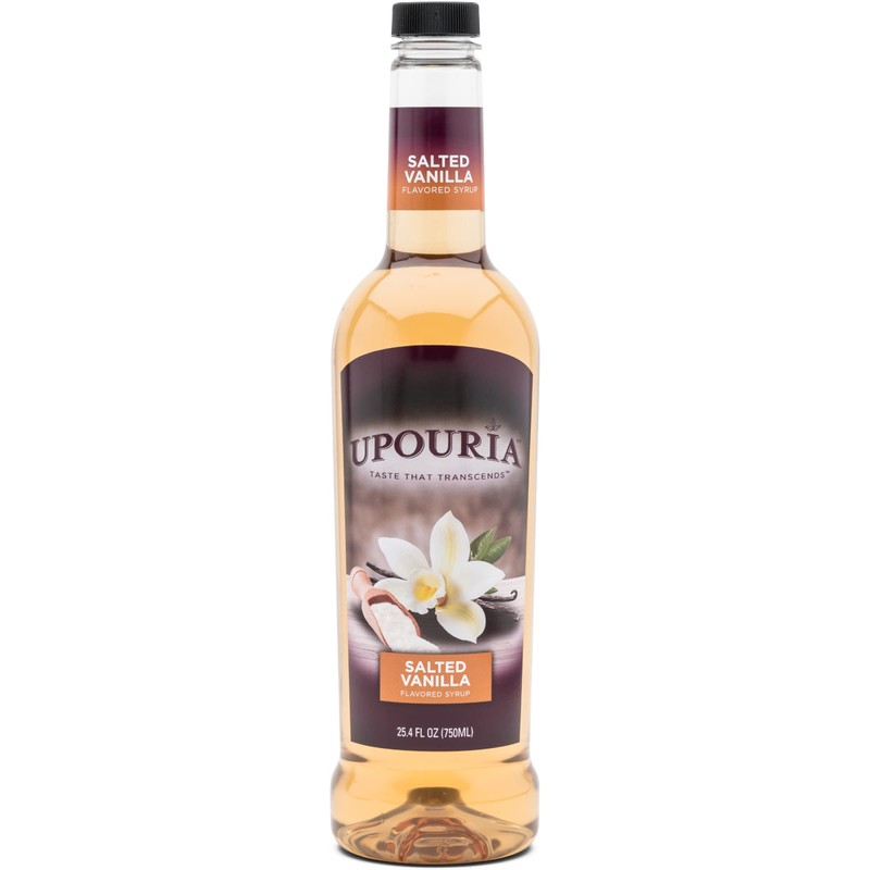 Upouria Salted Vanilla Syrup Flavoring, 100% Vegan, Gluten-Free, Kosher, 750ml