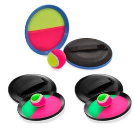 Toss and Catch Ball Set with Six Velcro Paddle Discs and Three Tennis Balls, Fun Outdoors Garden & Beach Toy Game for the Whole Family, Develops Hand-eye Coordination (Beach Catch It Game, 3 Sets)