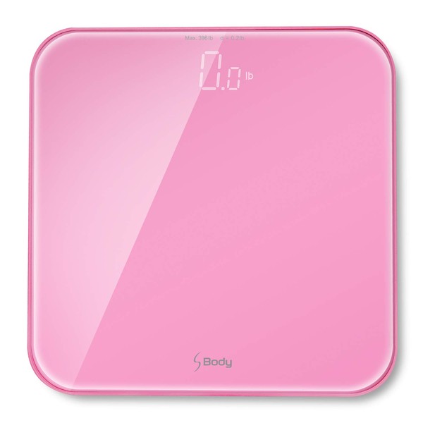 VisionTechShop S Body High Precision Ultra Wide Digital Body Weight Bathroom Scale up to 396lb/180kg, Super-Clear Large LED Display,"Step-On" Technology, Pink