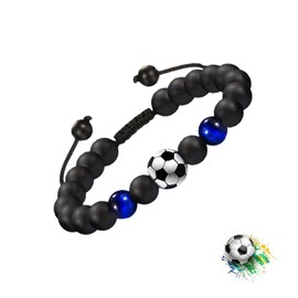 Lolileo Football Bracelet, Sports Bracelet, Adjustable Woven Football Friendship Bracelet, Adult, Children, Boys And Girls Birthday Party Creative Gift Bracelet (Blue)