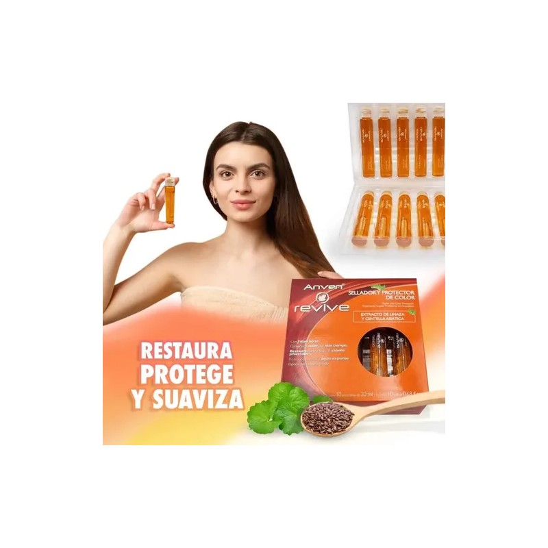 Caja Ampolletas Teñido Anven Revive Sellador Color C/10pzas