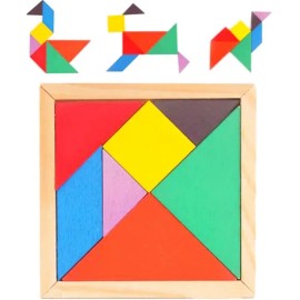 Tangram De Madera Juego Didáctico Rompecabezas Paquete 13pz