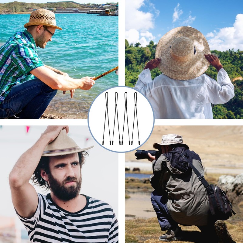 4 Pcs Adjustable Hat Strap Clips, Removable Hat Chin Cord