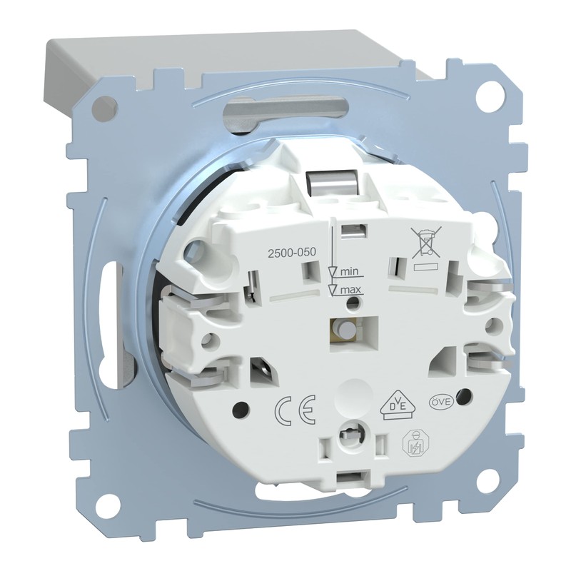 Merten MEG2311-0460 SCHUKO socket-outlet with hinged lid, plug-in terminals, aluminium,