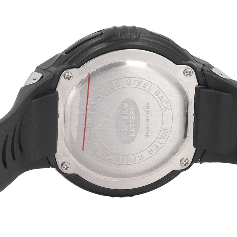 Black Men Digital Watch Waterproof LED Backlight Stopwatch Countdown 12/24