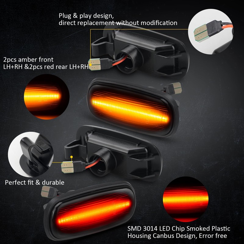 Bestview LED Dually Side Marker Lights for 2003-2009 Dodge Ram