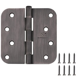 Door Hinge 4 Inch Interior Door Hinges Oil Rubbed Bronze Black 4 Inch Interior Hinges Flat Iron Hinge 4"x 4" Door Hardware 5/8" Radius - 12 Pieces