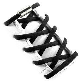 VICT POPU No Tie Shoe Laces Elastic Oval Half Round Athletic Shoelaces For Trainers Adults Kids Tieless Lock Shoelace Black