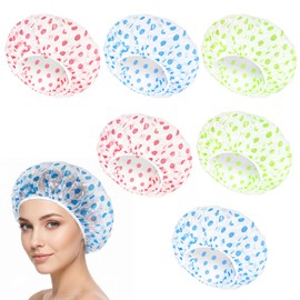 Pack of 6 Shower Caps, Women's Elastic Shower Caps, Waterproof Shower Caps, Reusable Shower Caps for Girls, Women, Salon, 27 cm