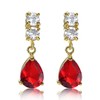 [RIZILIA TEARDROP] Dangle Pierced Earrings with Pear Cut Gemstones CZ