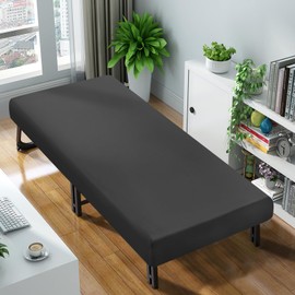 Cot Sheets 31" x 75"(Sheet Only), Cot Fitted Sheet Ultra Soft and Breathable Snug Fit for Narrow Twin Mattress/RVs Bunk/Guest Beds/Army Cots/Trifold Mattress/Travel Size Mattress Black