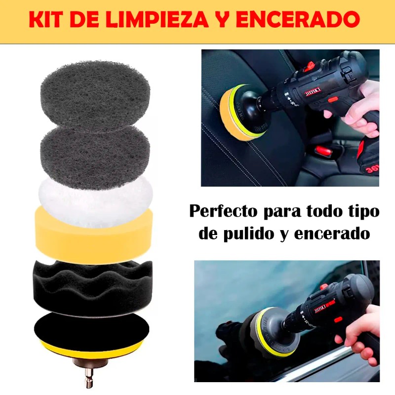 Kit 27pz Limpieza Coche Cepillo Esponja Almohadillas Pulidoras Automotriz Set