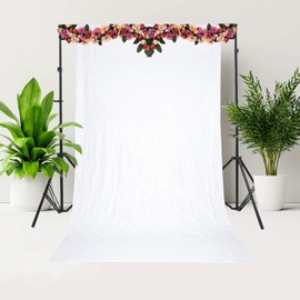 Trimming Shop 4ft x 7ft White Sequin Backdrop Photography Background Shiny Fabric Glitter Curtain Backdrop Photo Studio Background for Birthday Wedding Reception Party Christmas Decoration