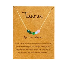 Crystal Zodiac Sign Pendant Taurus Necklace for Women, 12 Horoscope Constellation lariat Necklace Jewelry for Birthday Gift (Taurus)