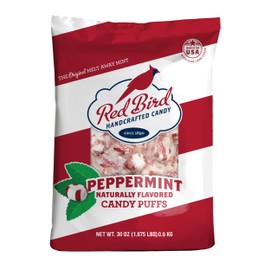 Red Bird Soft Peppermint Candy Puffs, Mints Individually Wrapped, Gluten-Free, Non-GMO Verified, Kosher, Allergen Free 30 oz Bag