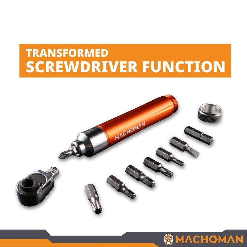 MACHOMAN RCW209 9 Piece Transformed Ratchet Bit Screwdriver Set