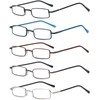 REAVEE 5 Pack Slim Portable Reading Glasses for Men Women,