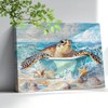 Sea Turtle Bathroom Wall Art Funny Animal Beach Picture Painting