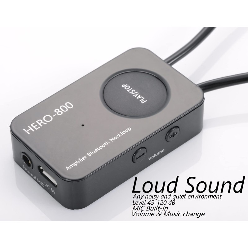 Loud Sound 45-100dB 35 inch Amplifier Bluetooth Neckloop Aids T-coil