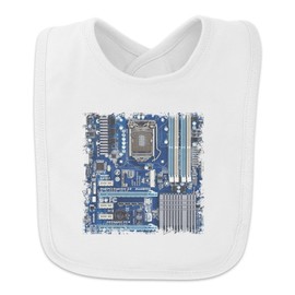 GRAPHICS & MORE Blue Computer Motherboard Processor CPU Baby Bib - White