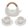 NOVICA White Ceramic Wood Modern Coffee & Tea Service Serveware