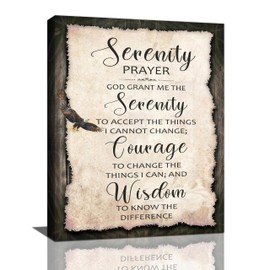 SweetFox Serenity Prayer Wall Art God Grant Me The Serenity Pictures Wall Decor Christian Canvas Painting Print Religous Inspirational Quote Framed Artworks for Bedroom Living Room Church 12"x16"