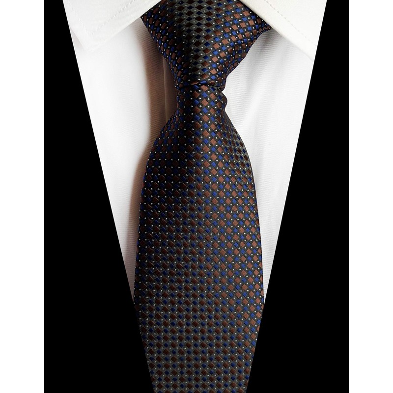 Secdtie Corbatas de diseño a rayas para hombre, Azul Marrón,