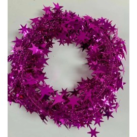 STAR GARLAND FUSCHIA PINK SHINY STAR GARLAND DELUXE CRAFT TRIM - 25 FEET FOR HAIRBOWS BOW