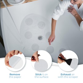Anti Slip Shower Stickers 24 PCS, Invisible Non-Slip Shower Strips for Adults, Premium Adhesive Bath Tub Stickers (Clear)