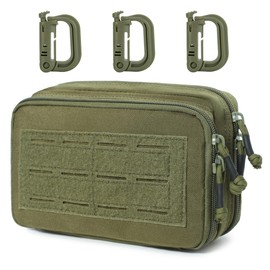 MUCHER Molle Bag, Double Layer Tactical Bag, EDC Molle Pouch, Molle Accessories, Admin Bag, Tactical Waist Bags, Belt Bag for Camping, Hiking (Green)