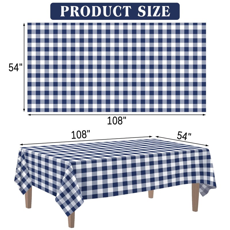 Kopokita 2 Pack Navy Gingham Tablecloth, 54 x 108 Inches