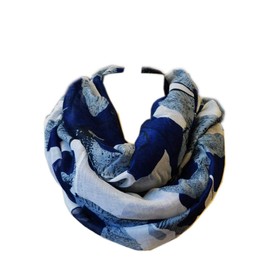 Scarf_tradinginc® Floral Light Weight X-large Infinity Scarf (White Navy)