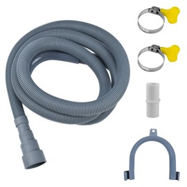 Enenes 10 FT Flexible Corrugated Dishwasher & Washing Machine Drain Hose Kit with 1 Adapter, 2 Clamps & U-Bend Holder